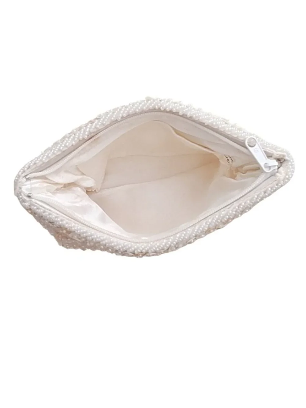 Vintage White Iridescent Sequin & Beaded Evening Bag – Unbranded